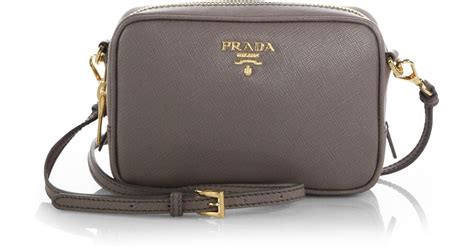 prada saffiano grey leather crossbody one zipper|Prada handbags.